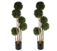 Leaf Design 120cm Pair of UV Resistant Balls Topiary (480 Leaves - Natural Trunk)
