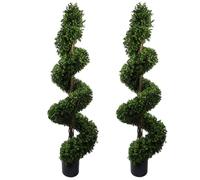 Leaf Design 150cm Pair of Spiral Buxus Artificial UV Resistant Outdoor Tree