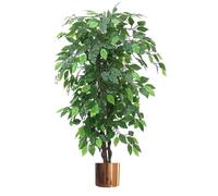 Leaf Artificial Tree/Plant with Metal Planters, 120cm Green XL Bushy Ficus Copper