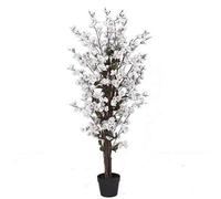 Leaf Artificial White Blossom Tree Plants 120Cm 4Ft