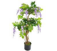 Leaf Artificial Wisteria Tree 110cm Artificial Purple Real Wood Trunk Realistic Botanik in Green Leaf Green