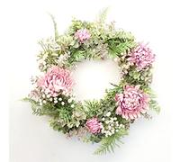 45cm Artificial Pink Floral Blossom Wreath Leaf Green One Size