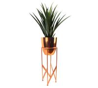 Leaf Artificial Yukka Plant Metal Planter Stand Copper 90cm Tall Realistic Premium Botanik Leaf Copper