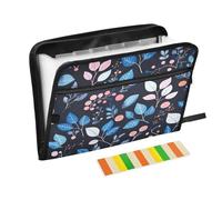 Leaf Berry Dark Blue Accordion File Organizer Portable Expanding File Folder with Safe Zipper & Colorful Labels for A4 Papers Letter Receipt Important Document Storage