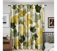Leaf Blackout Curtains, 90 Drop, Botanical Green Leaves Printed Curtains for Living Room, Bedroom, Eyelet Drapes for Window Home Decor, 46x90 Inch 2 Panels (N-169)