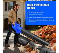 Leaf Blower, 3500W 3 In 1 Electric Leaf Blower Vacuum Mulcher With Variable Speed, 35L Collection Bag And 10M Cable