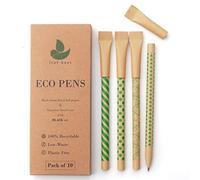 leaf boat Eco Friendly Paper Pens/Pack of 10 or 24 with Metal Ink Chamber/Low Waste gift/Biro Pens/Black/Recyclable/Eco Friendly Products/Stationery/Paper Packaging/Zero Waste/Plastic Free
