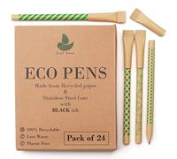 leaf boat Eco Friendly Paper Pens/Pack of 10 or 24 with Metal Ink Chamber/Low Waste gift/Biro Pens/Black/Recyclable/Eco Friendly Products/Stationery/Paper Packaging/Zero Waste/Plastic Free