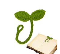 Leaf Bookmark - Handmade Crochet Plant Clip, Knitted Wool Page Holder | Cute Green Bud Marker, Soft Yarn Accessory, Whimsical Reading Gift, Crochet Leaf Sprout for Corner Novel Textbook Notebook