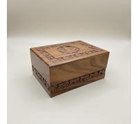 Leaf Border Wooden Urn Box for Human Ashes, Cremation Funeral Urns, Decorative Urn, Pet Memorial Box, Cat Infant Adult Urn, Burial Ash Keepsake - Extra Small