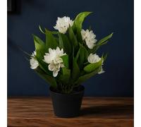 Leaf Botanik 18cm White Artificial Flowering Plant Leaf White