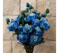 Leaf Botanik 55cm Blue Artificial Flower Stems Pack of 6 Leaf Blue