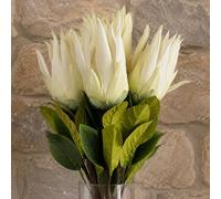 Leaf Botanik 65cm White Artificial Flower Stems Pack of 6 Leaf White