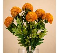 Leaf Botanik 70cm Yellow Artificial Flower Stems Pack of 6 (2) Leaf Yellow