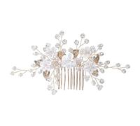 Leaf Bride Wedding Hair Comb Crystal Pearl Bridal Hair Pieces Rhinestone Flower Hair Vines Bridesmaid Hairpiece Headpiece Mother of The Bride Hair Accessories Golden