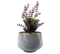 Leaf Ceramic Blue Planter with Artificial Office Desk Plant