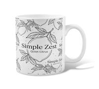 Leaf Ceramic Coffee Mug, Minimalistic Modern Citrus Text Spring White Novelty Office Drinking Cup with Handle Ideal for Friends Family Coworkers Teachers Couples Employees 11 Oz