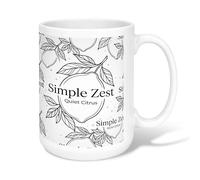 Leaf Ceramic Coffee Mug, Minimalistic Modern Citrus Text Spring White Novelty Work Drinking Mugs with Handle Ideal for Friends Family Co-Worker Lovers Eldership Senior 15 Oz
