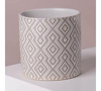 Leaf Ceramic Indoor Cachepot Planters, 12cm Grey Geometric