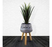 Leaf Ceramic Indoor Cachepot Planters, Wood, 44cm Aztec Blue