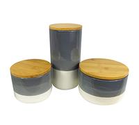 Leaf Ceramic Storage Jars Kitchen Canisters with Lids, Mixed Materials, Grey, 12cm/14.5cm/20cm