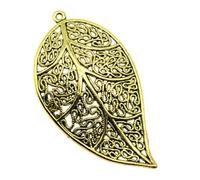Leaf Charms For Handmade Jewelry Assembly, 57x31mm, Antique Gold Color, 3 Pieces