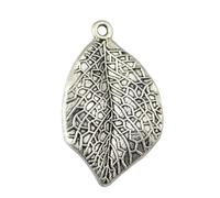 Leaf Charms For Macrame Accessories, 35x20mm, Antique Silver Color, 10 Pieces