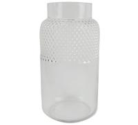 Leaf Clear Glass Diamond Vase 29cm in White Leaf White