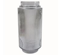 Leaf Clear Ridged Glass Vase 31cm in White Leaf White