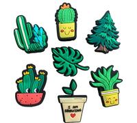 Leaf Clog Charms Plant Shoe Charms 7 Pack Cactus Tree Monstera Growing Accessory Floral Decorations Cute Colorful Summer Spring