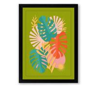 Leaf Collage Tropical Framed Wall Art Print A4 (29.7×21cm) Black, Wall Decor for Living Room, Bedroom, Office & Home, Ready to Hang, Art Gift
