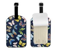 Leaf Colorful Butterfly Print Travel Luggage Tags Elegant Luggage Tag 4.3 x 2.76 Inch for Suitcases Accessory
