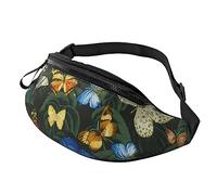 Leaf Colorful Butterfly Sport Waist Bag Travel Bumbags with Zipper and Earphone Hole, Running Fanny Pack Waist Pack with Adjustable Belt for Men Women