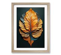 Leaf Conceptual Framed Print | A2 Oak Framed Wall Art | Ready to Hang | Modern Floral Picture | Living Room Bedroom Lounge Office