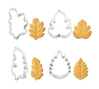 Leaf Cookie Cutter Set, 4 Pcs Oak Leaf, Monstera Leaves, Fern, Tropical Leaves Fondant Biscuit Cutters Stainless Steel Cookie Cutters