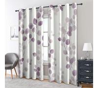 Leaf Curtains Bedroom, 90 x 108 - Plant Purple Blackout Curtains & Decor, Living Room, Eyelet Patterned Window Drapes, 108 Inch Drop 2 Panels （PUI99）