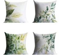 Leaf Cushion Covers 45 x 45, Plant Pillow Cases 4 Pack, Sofa Bed Decor Cushion Covers 45x45cm with Invisible Zipper Heat Absorbing Breathable for All-Season Who Sweat Easily Home Decoration BZTH-3819