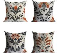 Leaf Cushion Covers 45 x 45, Retro Pillow Cases 4 Pack, Sofa Bed Decor Cushion Covers 45x45cm with Invisible Zipper Heat Absorbing Breathable for All-Season Who Sweat Easily Home Decoration BZTH-5645