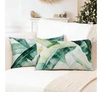 Leaf Cushion Covers 50 x 70 cm White Pillowcases 2 Pack,mit Nvisible Zipper Pillows, Double Sided high-Definition Printing Soft Velvet ative pillows,is Perfect home ation,Give to Gifts for Men 0R-105