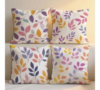 Leaf Cushion Covers Plant Cushions Covers 35x35 cm Set of 4 for Sofa Bed Square Decorative Pillow Cases Linen Pillowcase Double Sided Printing Throw Pillow Case Indoor Room Decor,Gift for Women b-1390