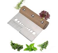 Leaf Cutter for Green Herbs - Wooden Handle, Multi-Hole Design | Herb Scraper Spring Onion Cutter | for Parsley, Thyme, Kale, Kitchen, Restaurant, Picnic and