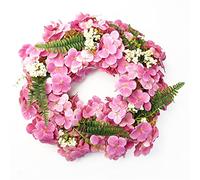 Leaf 40Cm Artificial Pink Floral Blossom Wreath, Pink