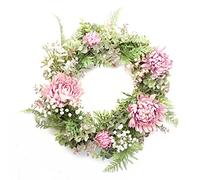 Leaf Design Artificial Blossom Wreath, Pink, 45cm