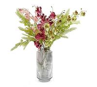 Leaf 65cm Mixed Wild Orchid and Ferns Glass Vase Leaf Dark Pink One Size