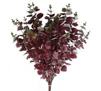Leaf Design Artificial Flowers, 6 X 100cm Eucalyptus Burgundy