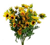Leaf Design Artificial Flowers, 6 X 70cm Yellow Daisy Spray
