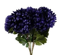 Leaf Design Artificial Flowers, 6 X 75cm Purple Chrysanthemum