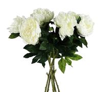 Leaf Design Artificial Flowers, 6 X 80cm White Peony