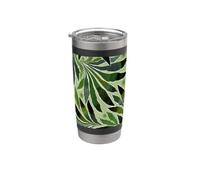 Leaf Design Fern Abstract Nature Pattern Jungle Green Stainless Steel Insulated Tumbler