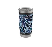 Leaf Design Fern Abstract Nature Pattern Lilac Blue Stainless Steel Insulated Tumbler